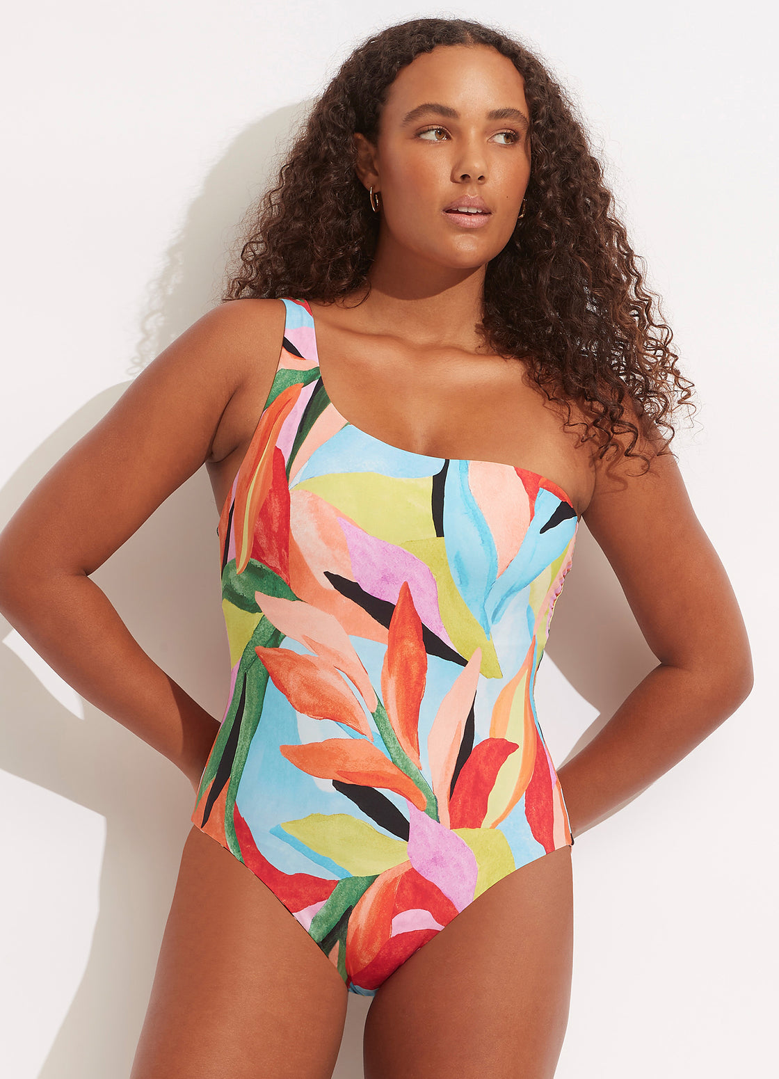 Seafolly Tropfest Reversible One Shoulder One Piece